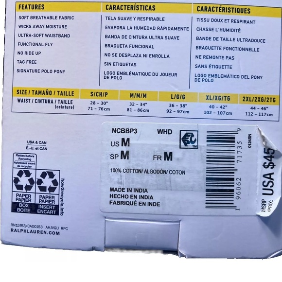 Men’s Polo Boxer Briefs 3-Pack Size Medium Classic Fit Cotton White - Picture 3 of 4